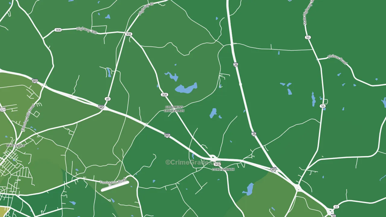 Goodwins Crossroads, SC Map of Vehicle Theft Rates