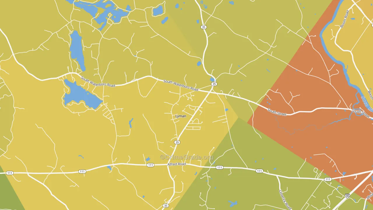 Goodwins Mills, ME Map of Vehicle Theft Rates