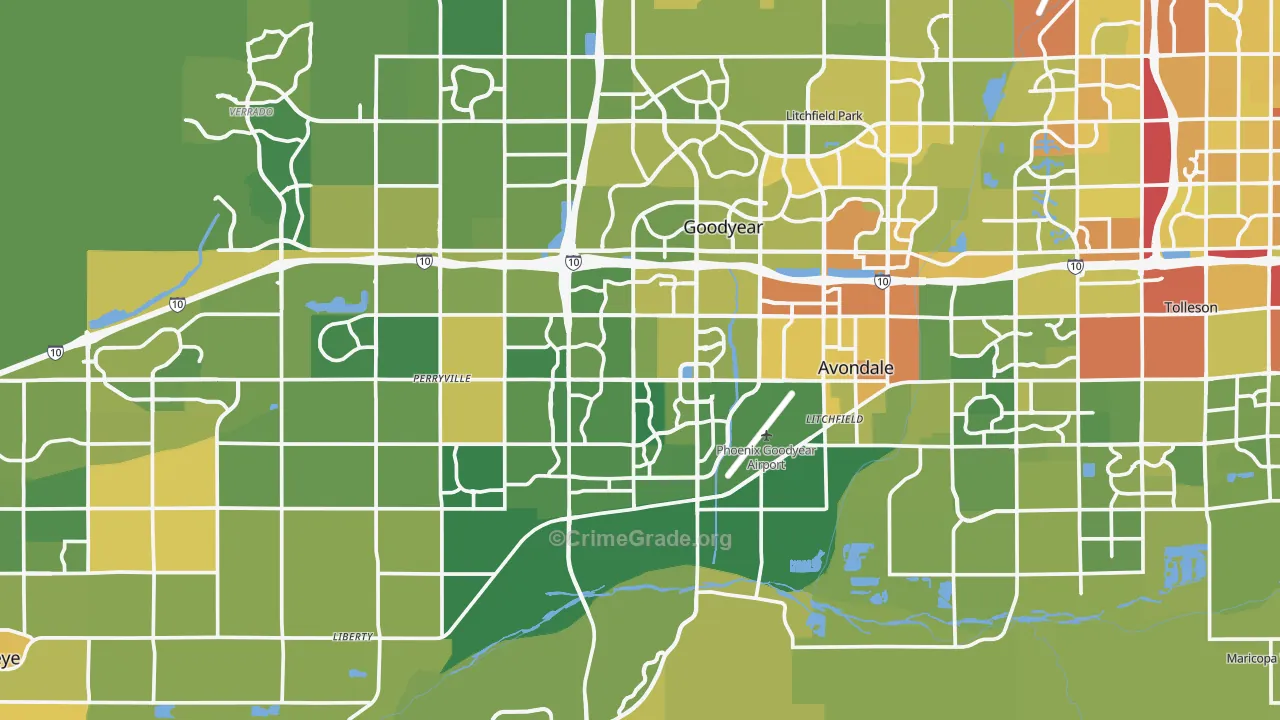 Goodyear, AZ Map of Vehicle Theft Rates