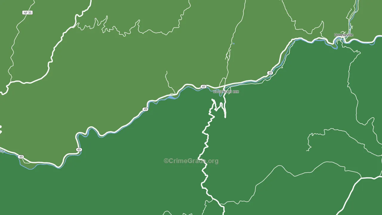 Goodyears Bar, CA Map of Vehicle Theft Rates