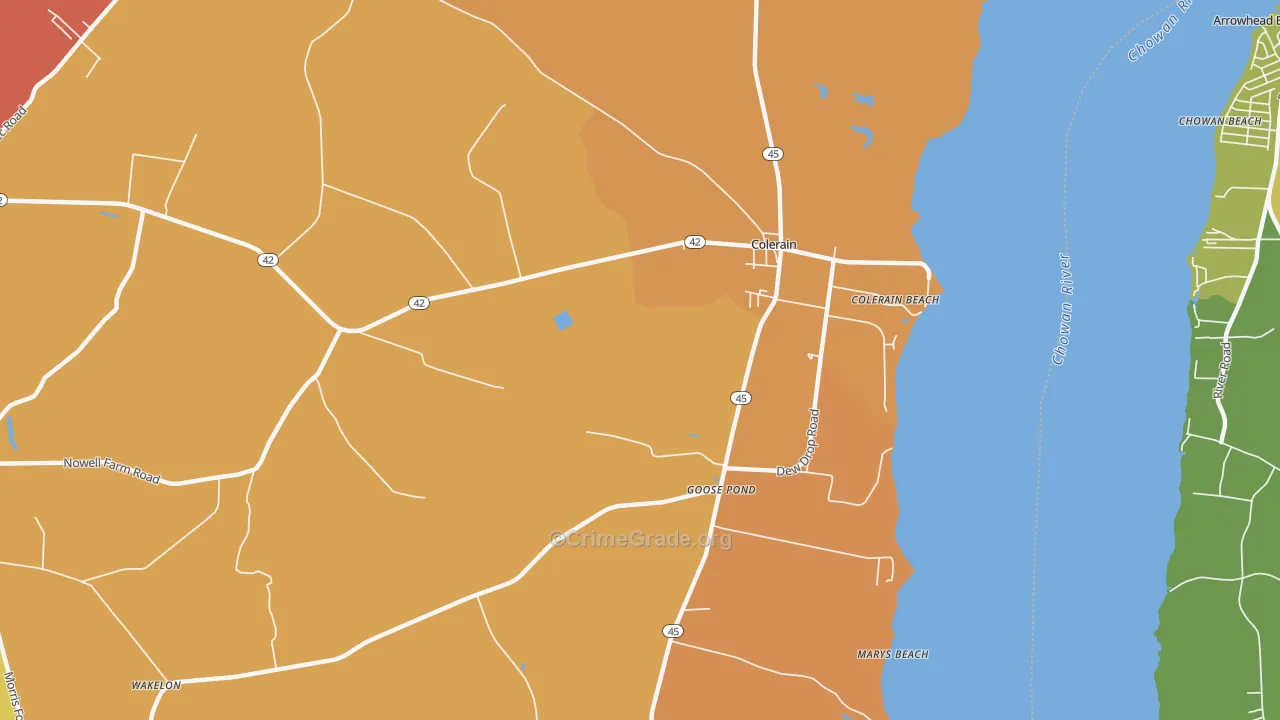 Goose Pond, NC Map of Vehicle Theft Rates