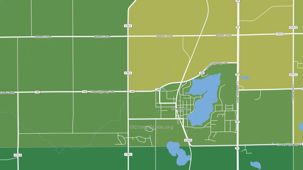 Gooseville, WI Map of Vehicle Theft Rates