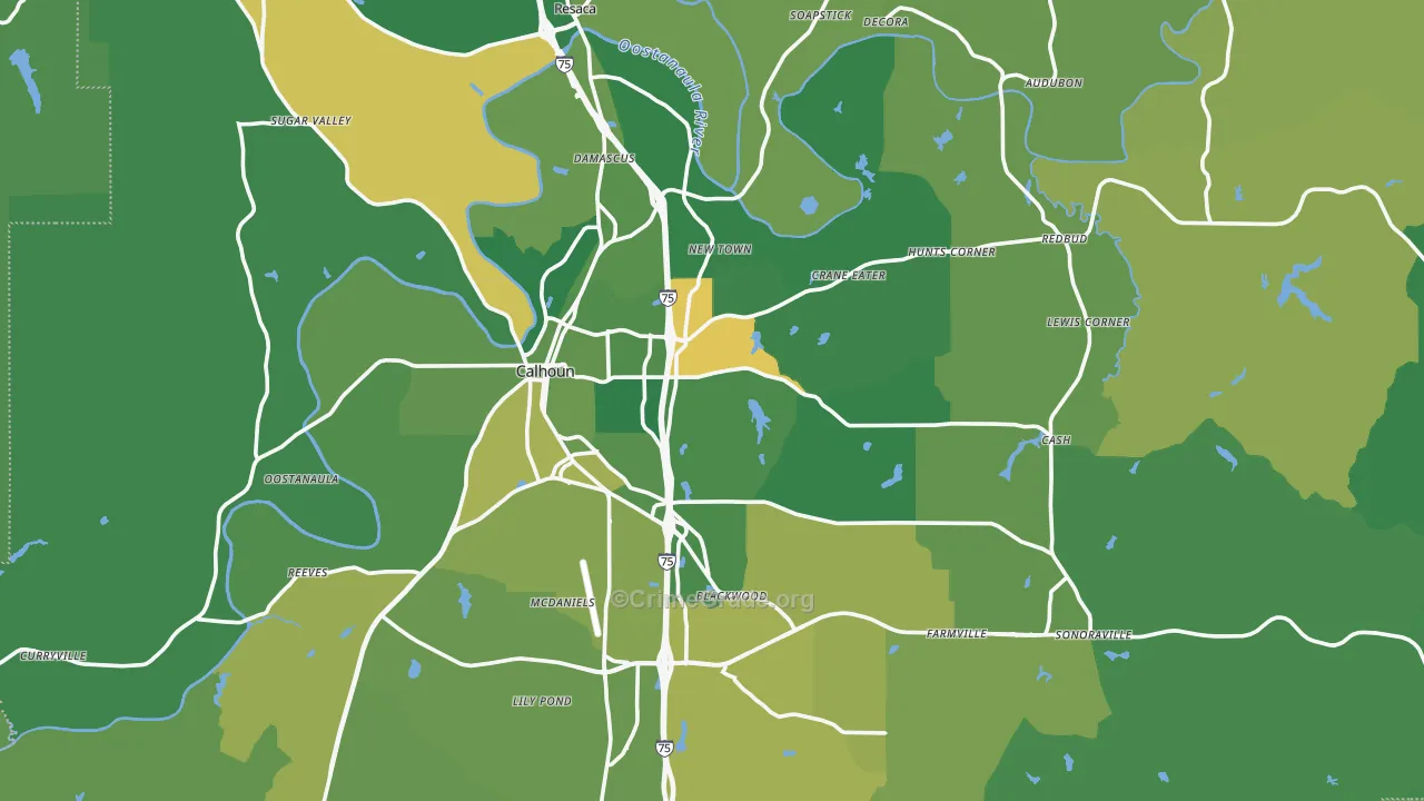 Gordon County, GA Map of Vehicle Theft Rates