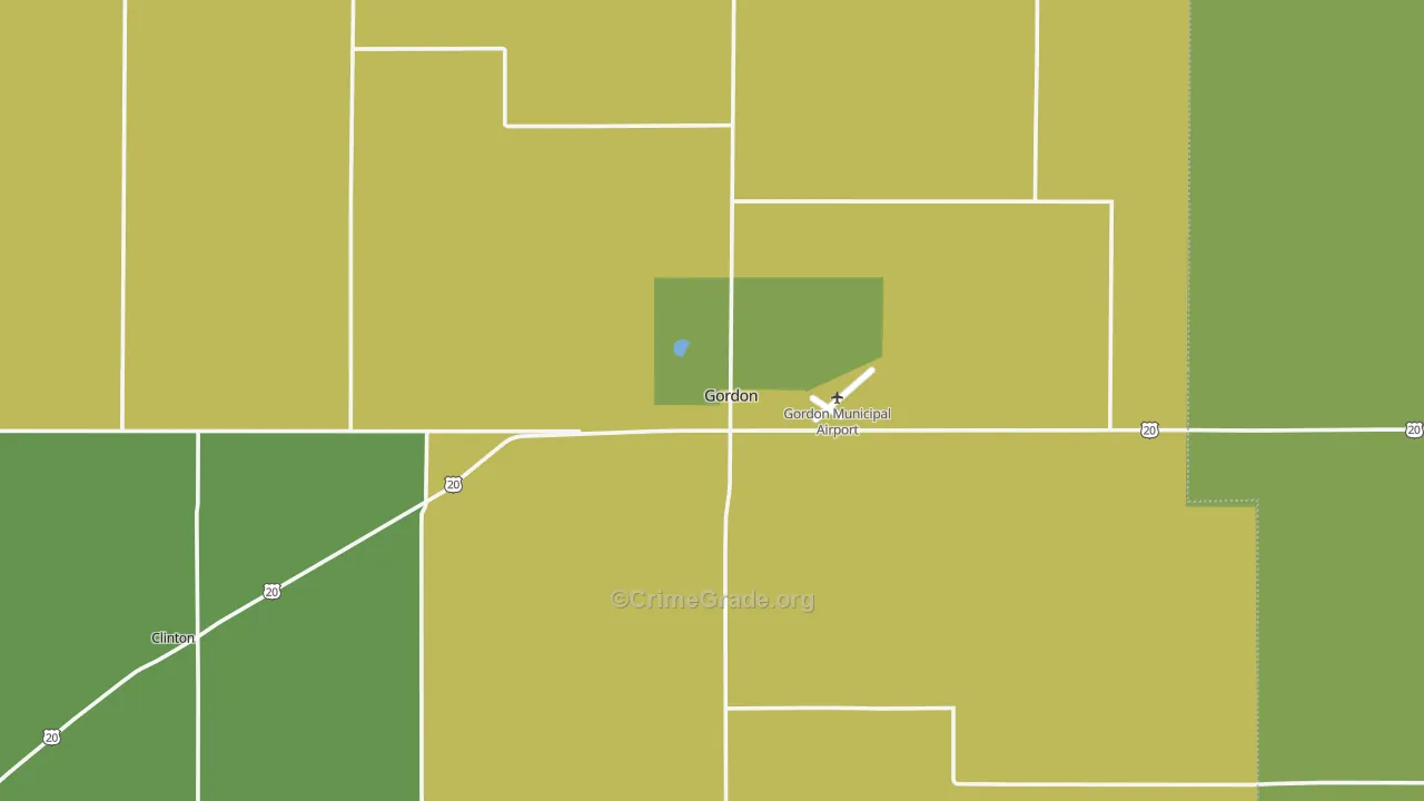Gordon, NE Map of Vehicle Theft Rates