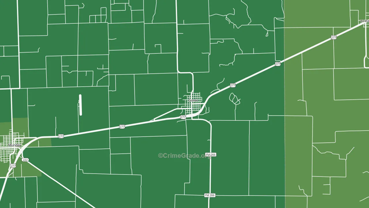 Goree, TX Map of Vehicle Theft Rates
