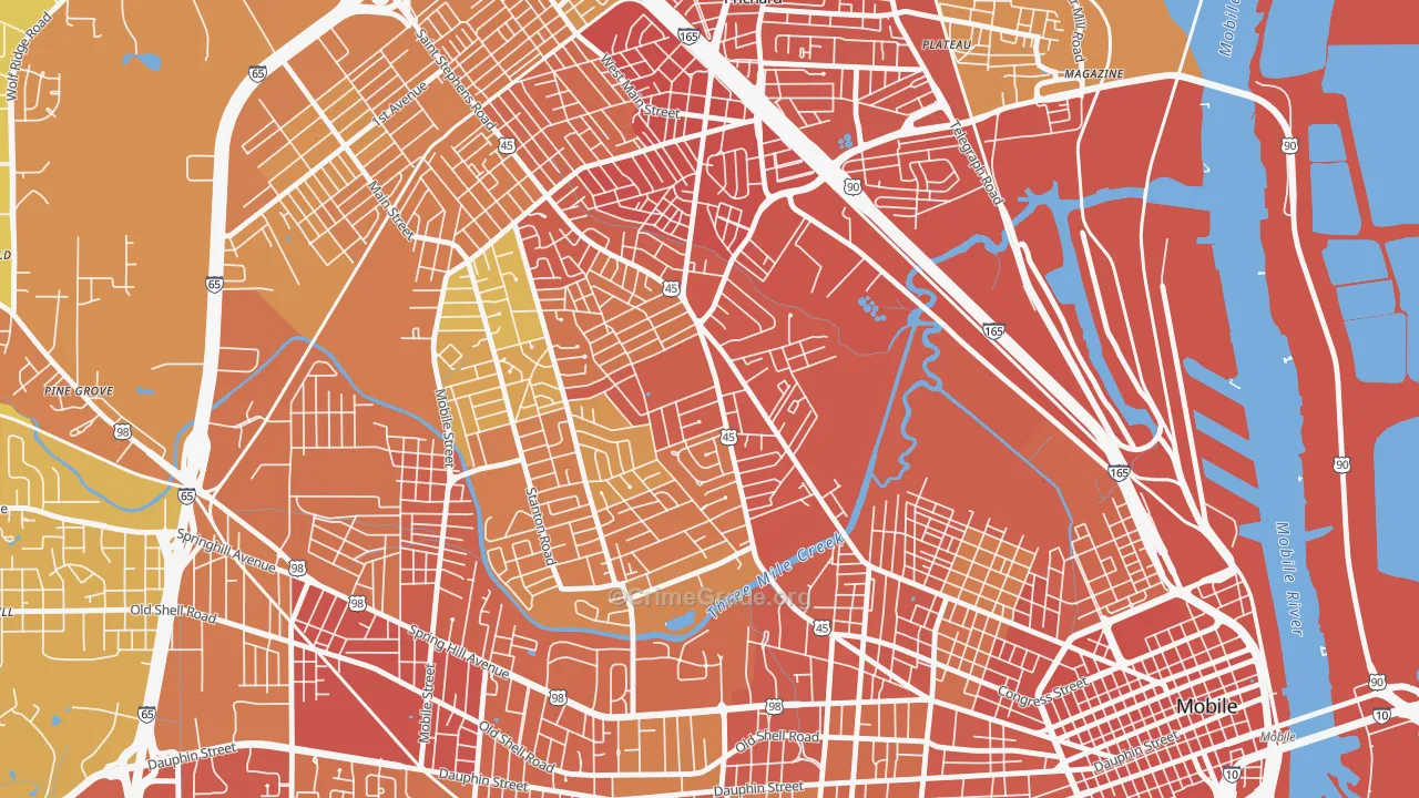 Gorgas, Mobile, AL Map of Vehicle Theft Rates