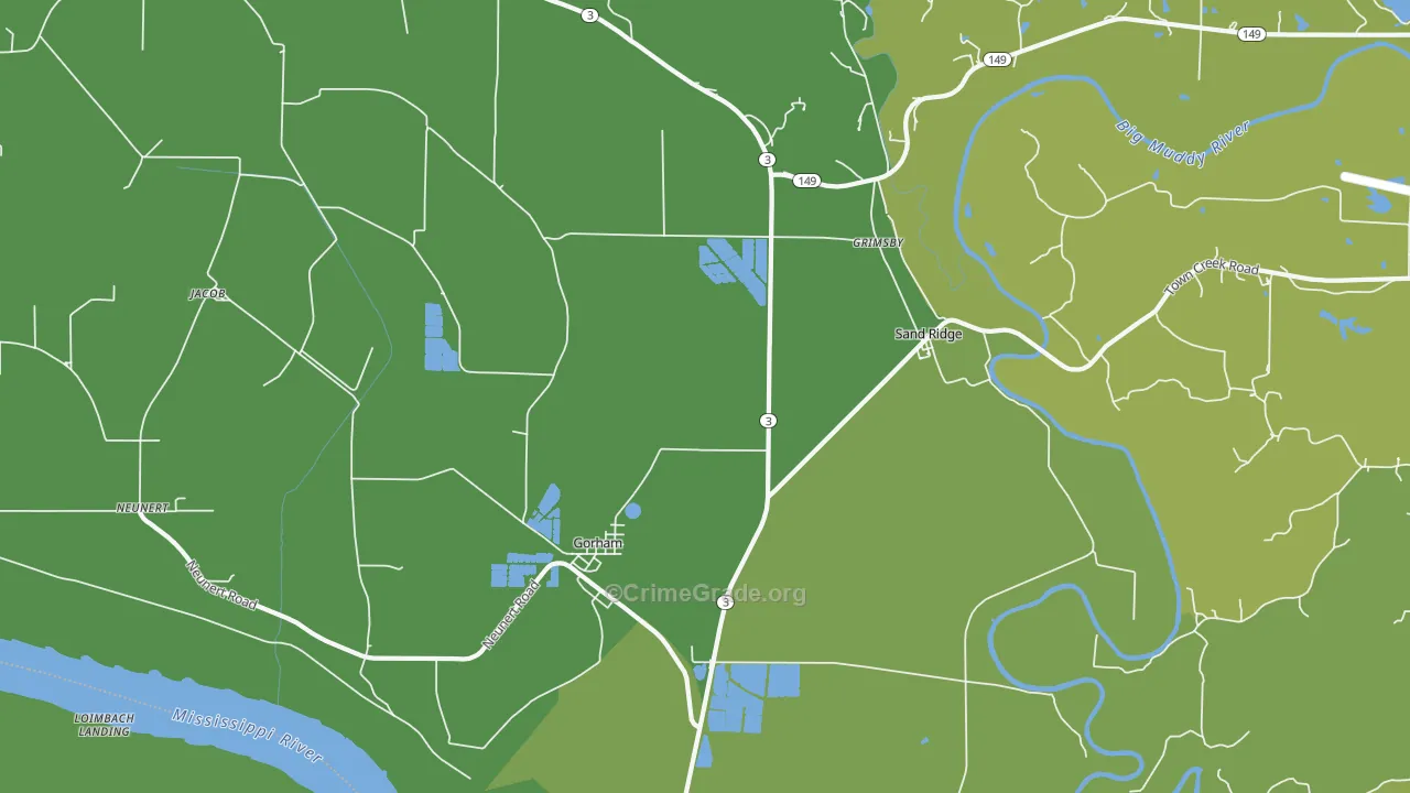 Gorham, IL Map of Vehicle Theft Rates