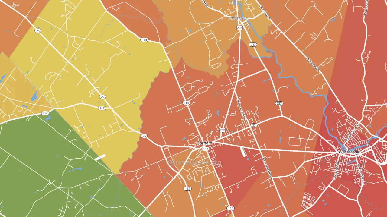 Gorham, ME Map of Vehicle Theft Rates
