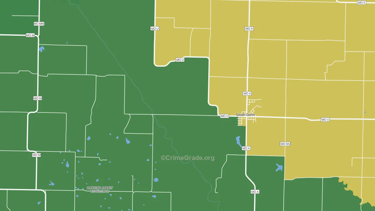 Gorin, MO Map of Vehicle Theft Rates