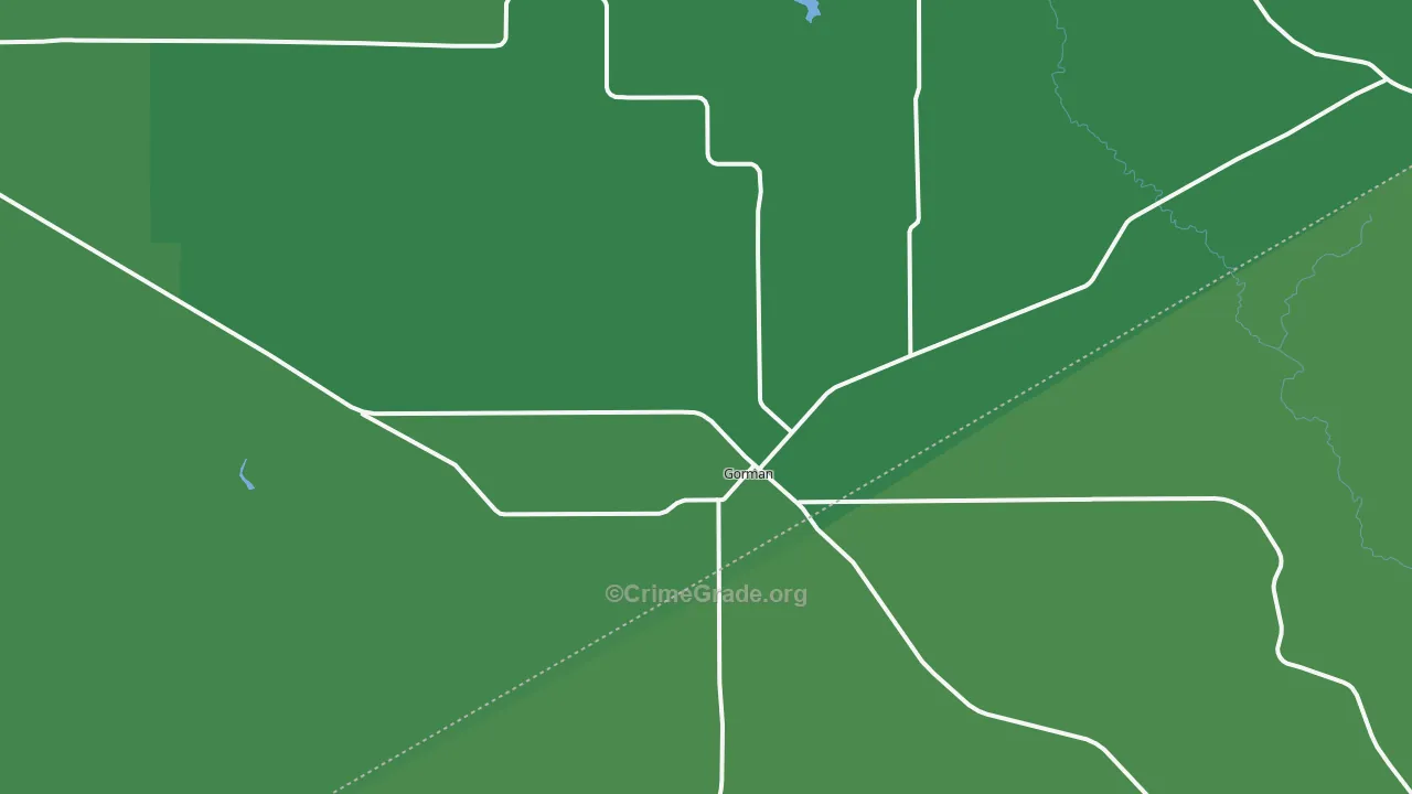Gorman, TX Map of Vehicle Theft Rates