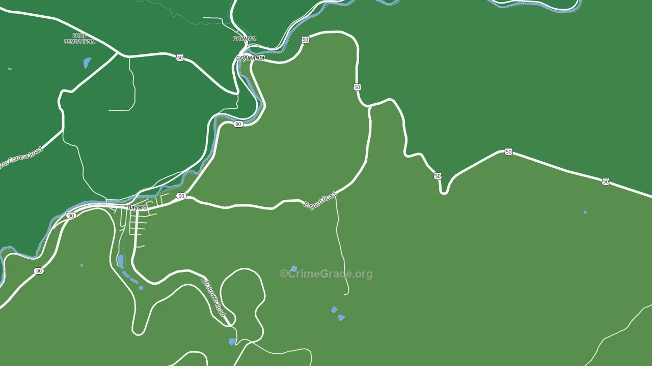 Gormania, WV Map of Vehicle Theft Rates