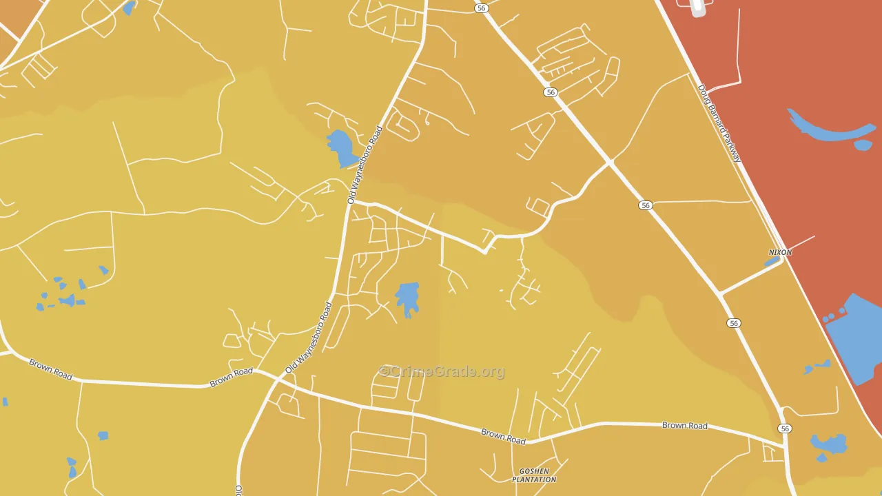 Goshen, Augusta, GA Map of Vehicle Theft Rates