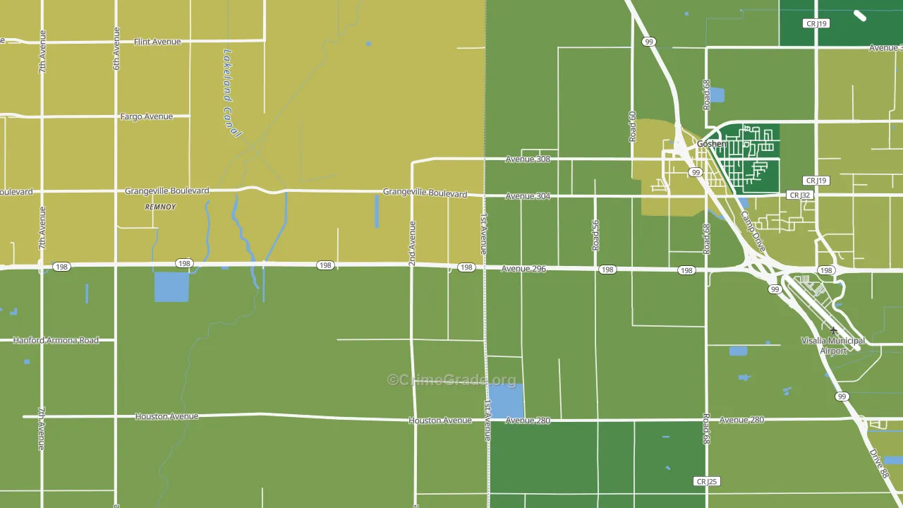 Goshen, CA Map of Vehicle Theft Rates