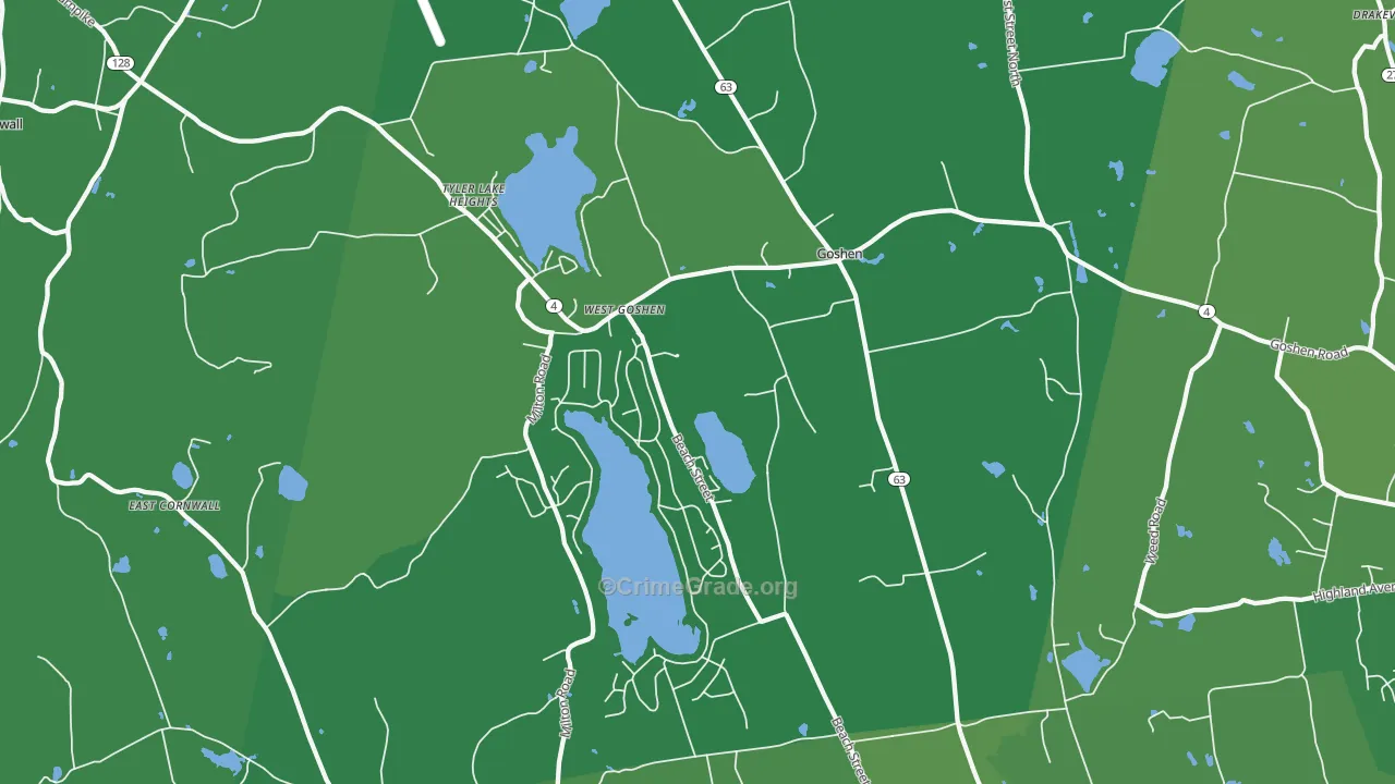 Goshen, CT Map of Vehicle Theft Rates