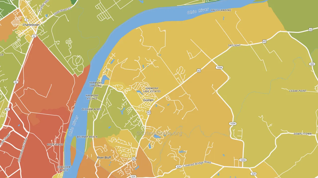 Goshen, KY Map of Vehicle Theft Rates