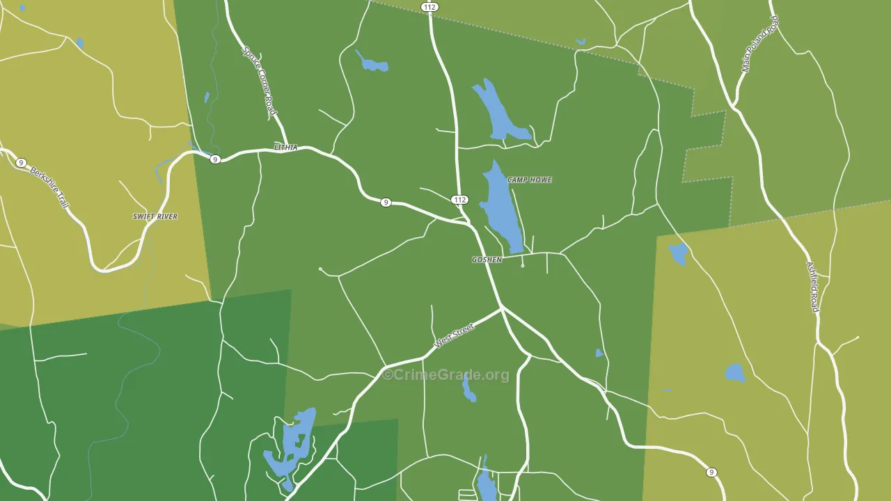 Goshen, MA Map of Vehicle Theft Rates