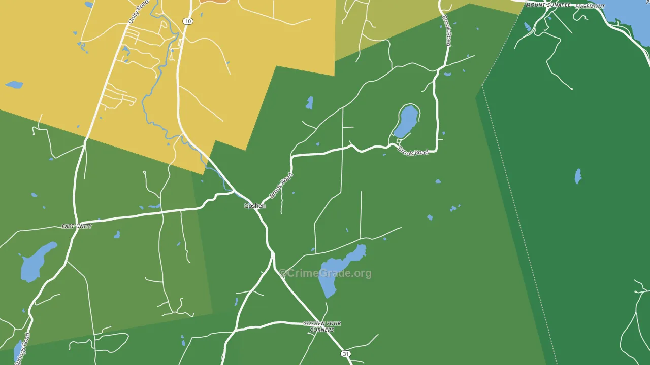 Goshen, NH Map of Vehicle Theft Rates