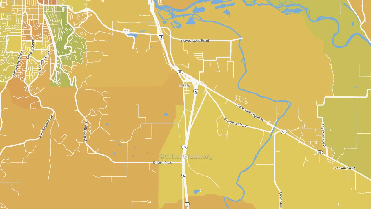 Goshen, OR Map of Vehicle Theft Rates