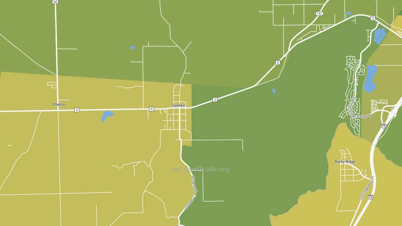 Goshen, UT Map of Vehicle Theft Rates