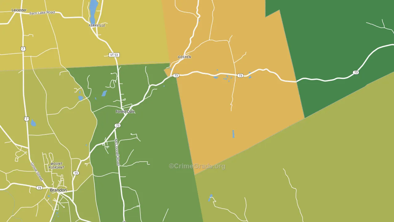 Goshen, VT Map of Vehicle Theft Rates