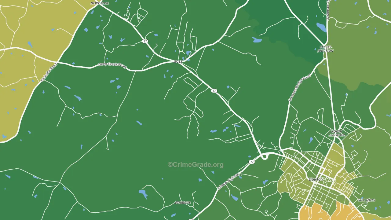 Goss, GA Map of Vehicle Theft Rates