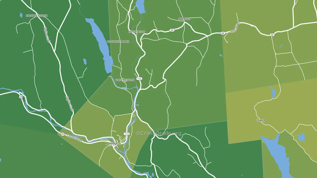 Goss Heights, MA Map of Vehicle Theft Rates