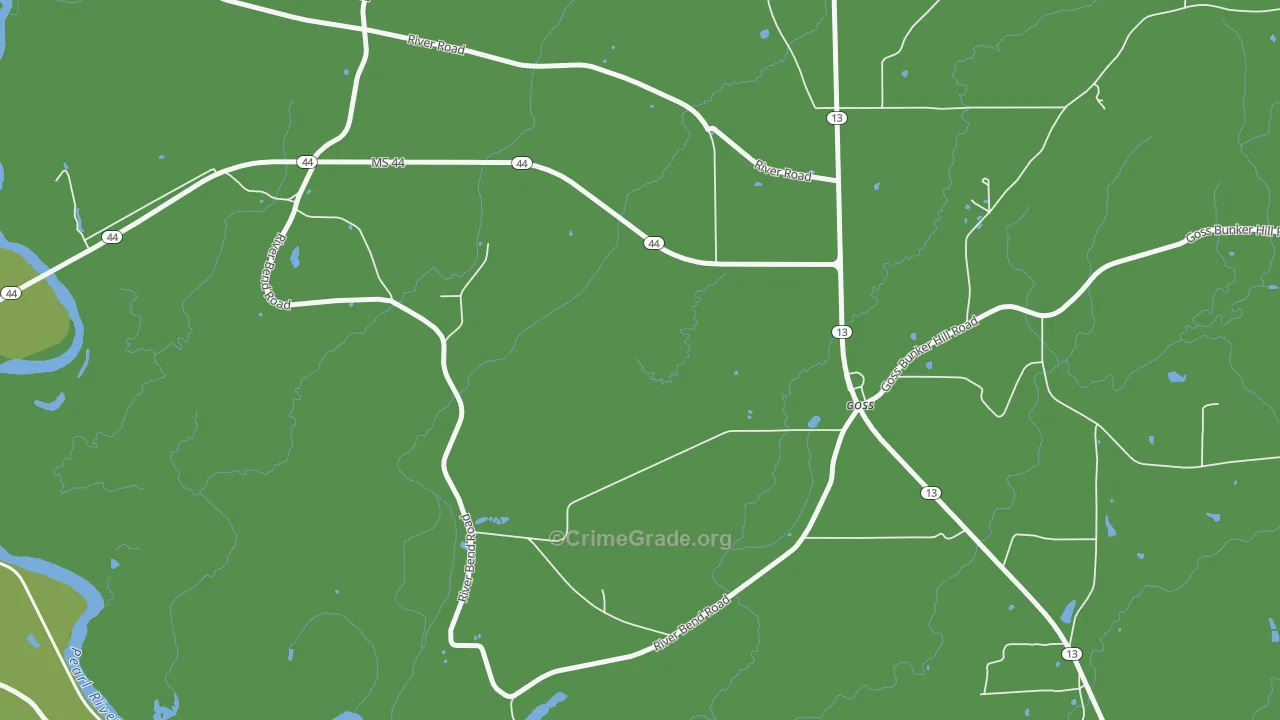 Goss, MS Map of Vehicle Theft Rates