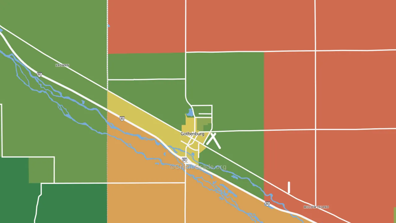 Gothenburg, NE Map of Vehicle Theft Rates