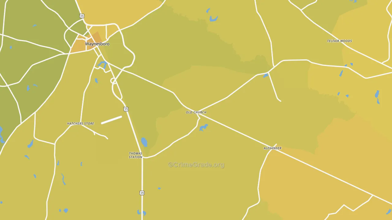 Gough, GA Map of Vehicle Theft Rates