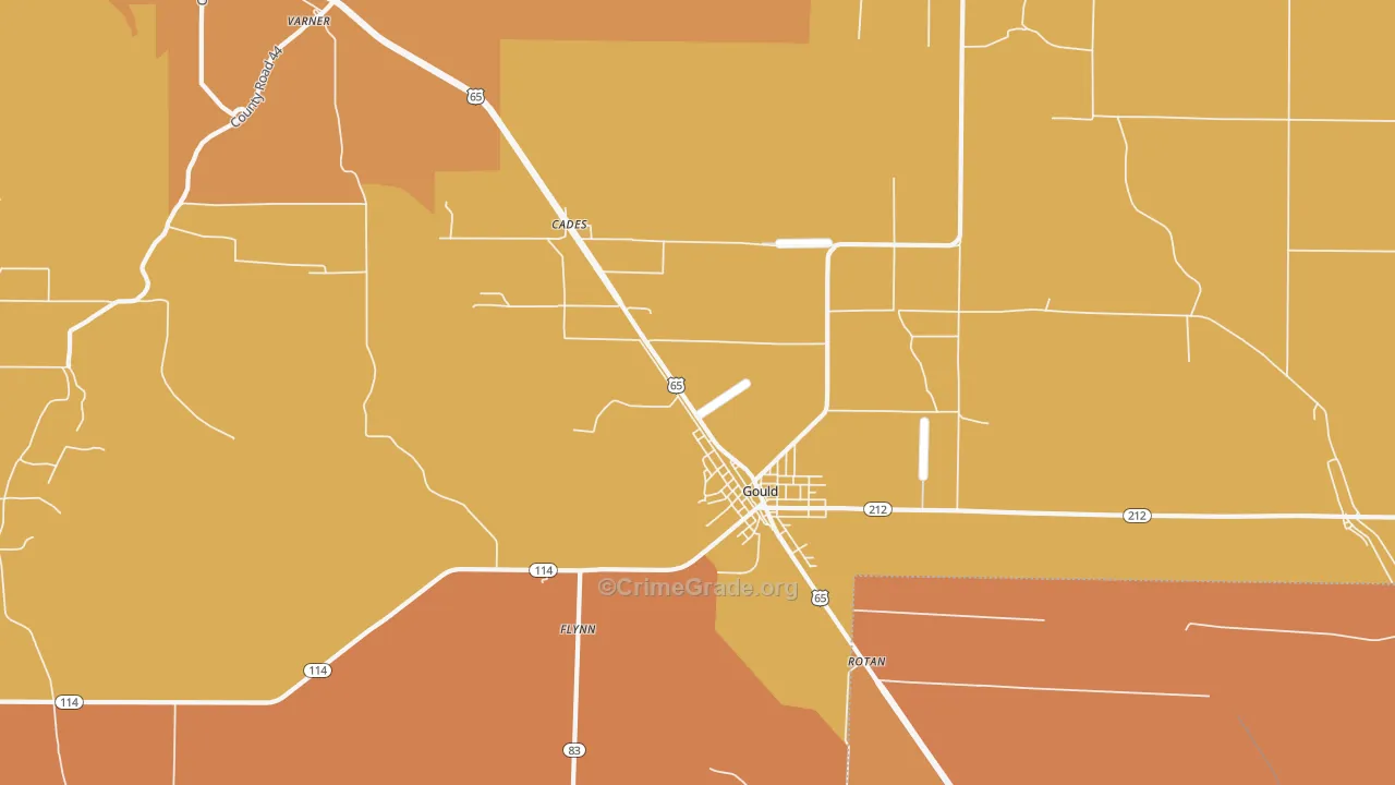Gould, AR Map of Vehicle Theft Rates