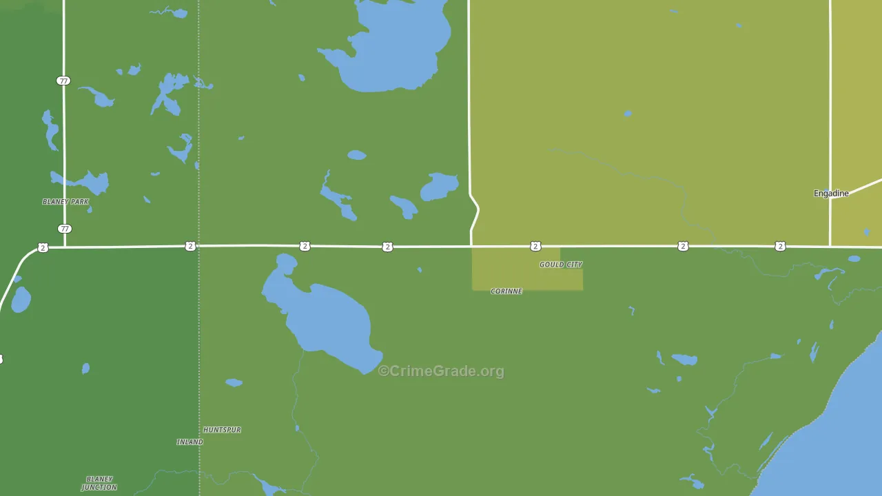 Gould City, MI Map of Vehicle Theft Rates