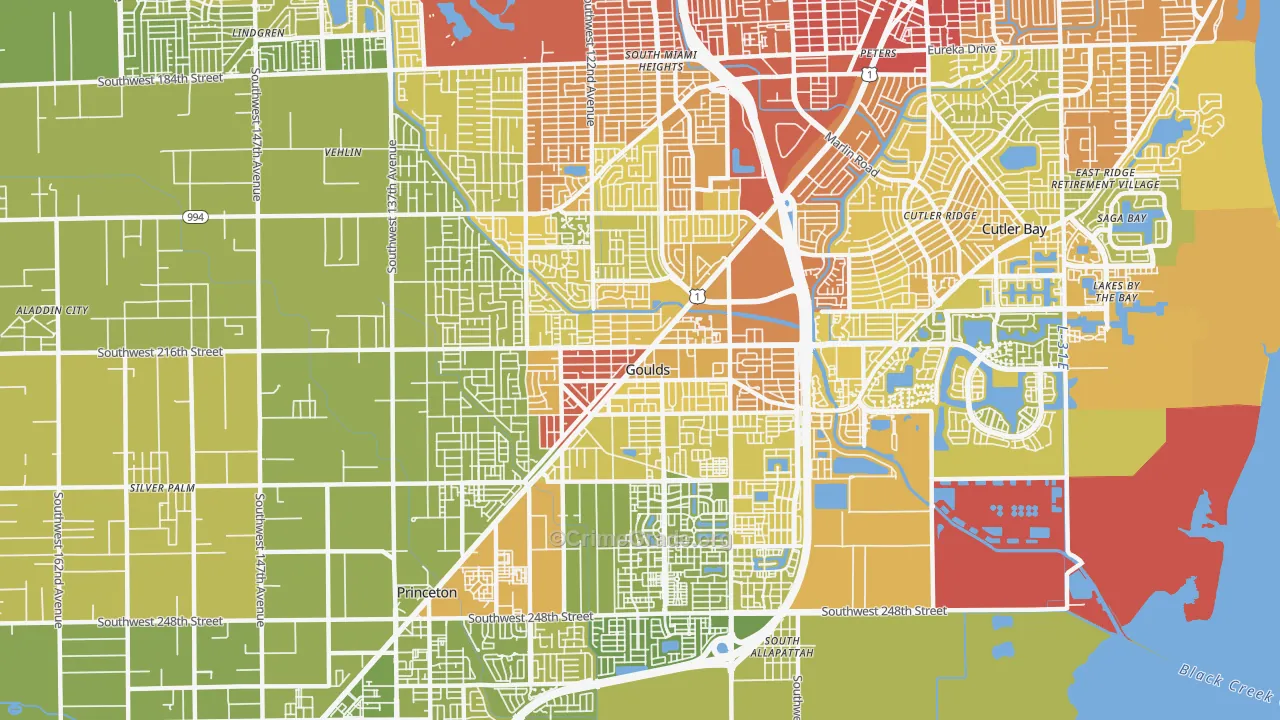 Goulds, FL Map of Vehicle Theft Rates