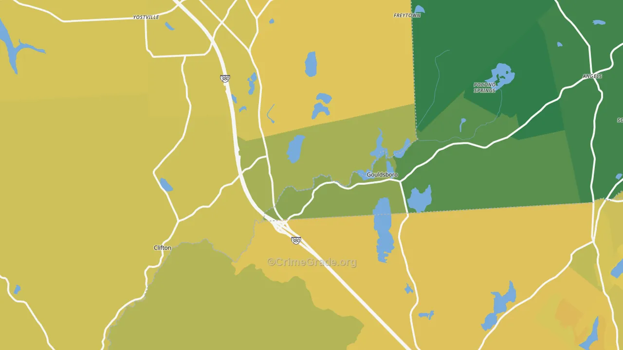 Gouldsboro, PA Map of Vehicle Theft Rates