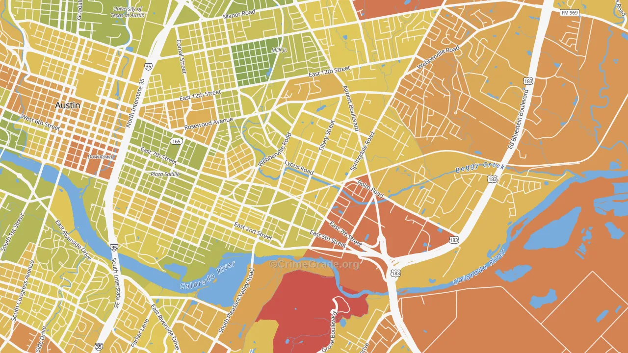 Govalle, Austin, TX Map of Vehicle Theft Rates