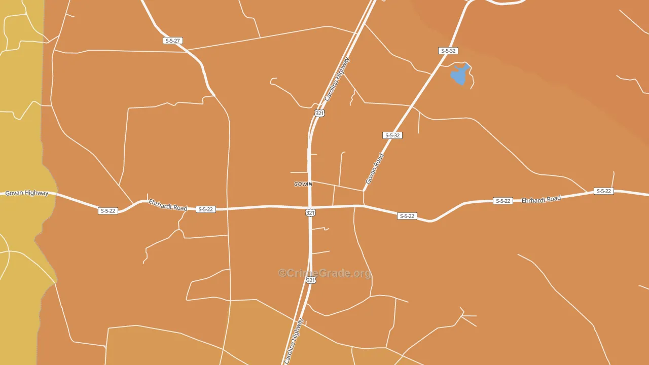 Govan, SC Map of Vehicle Theft Rates
