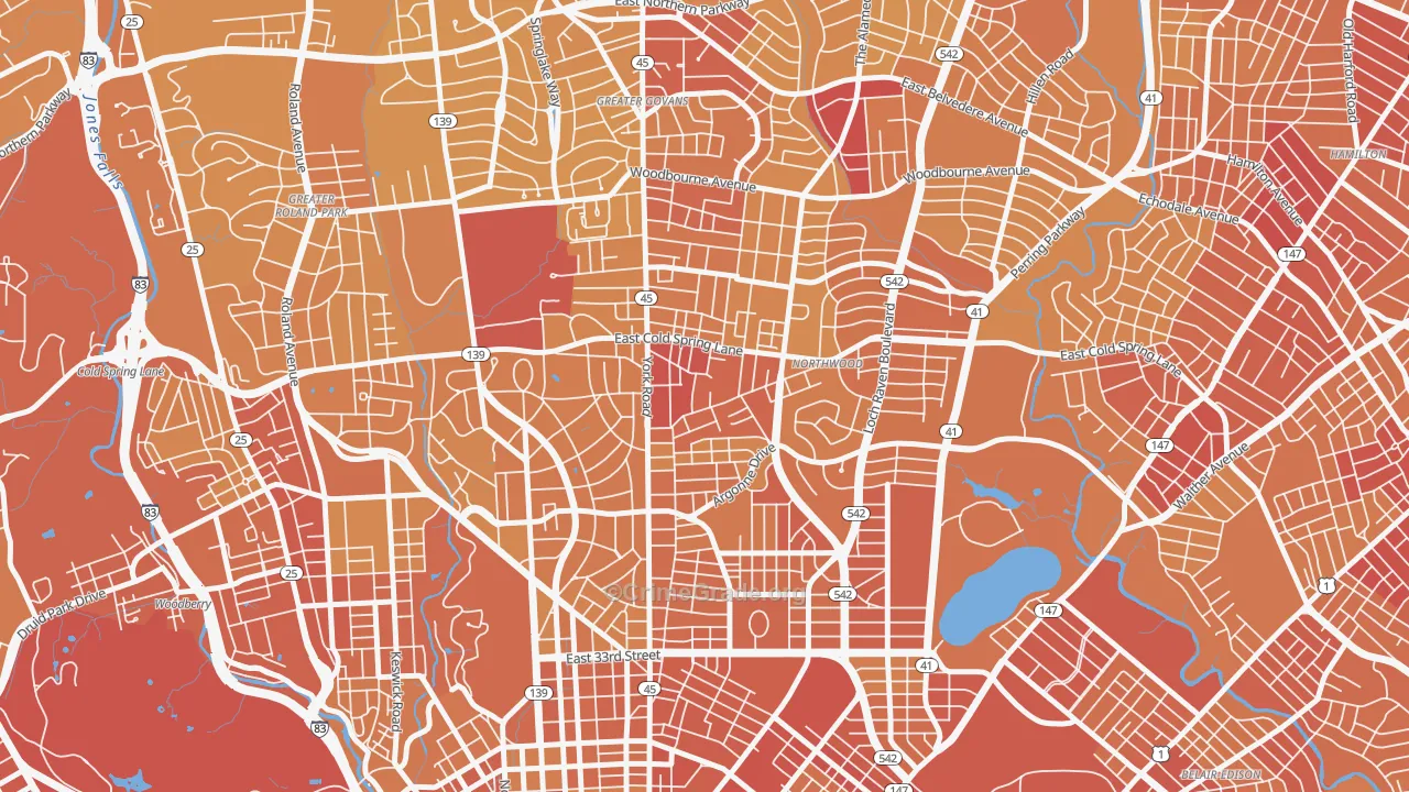Govans, Baltimore, MD Map of Vehicle Theft Rates