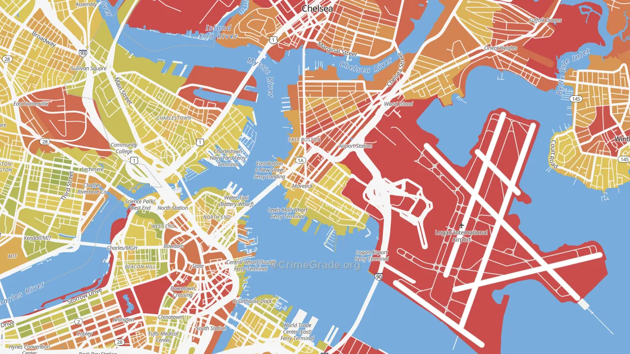 Gove Street, Boston, MA Map of Vehicle Theft Rates