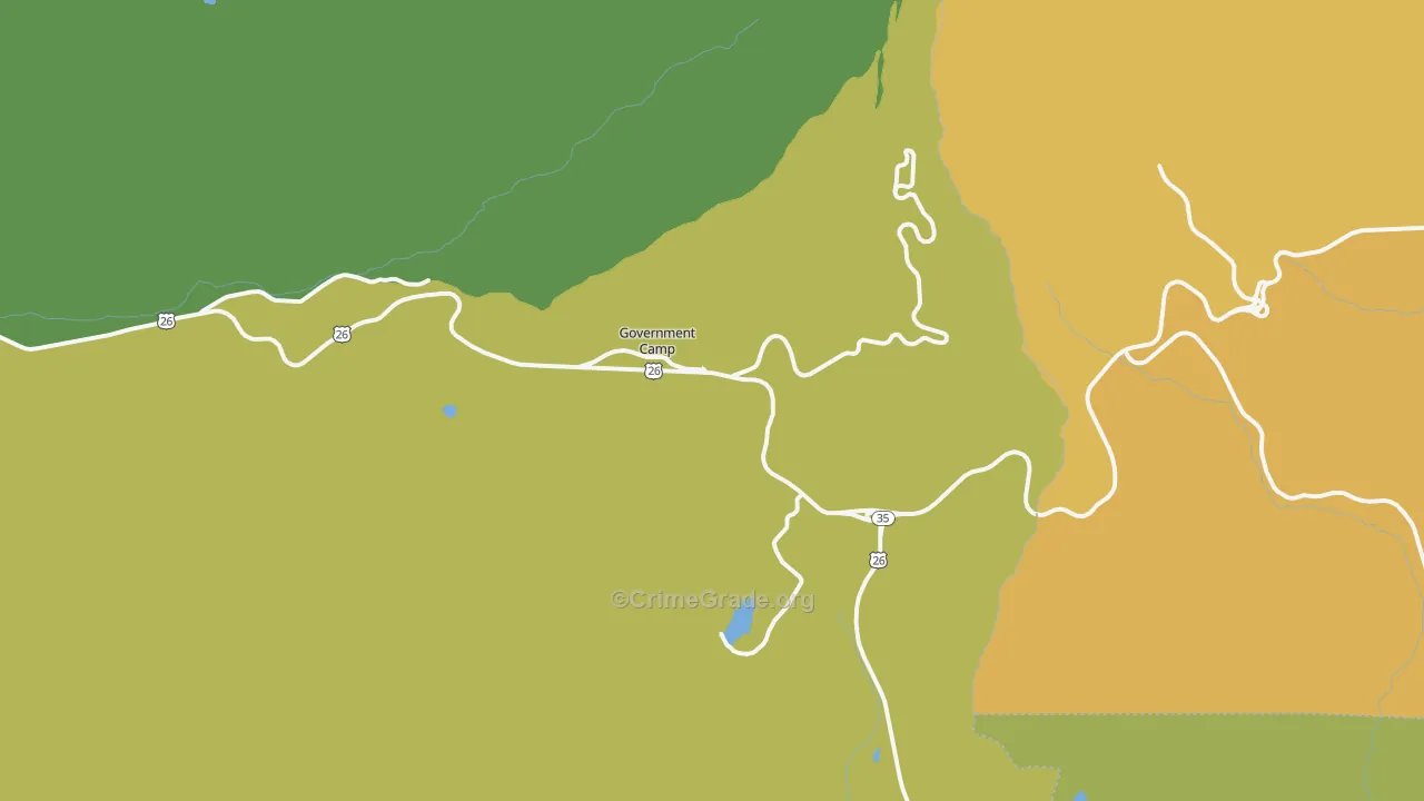 Government Camp, OR Map of Vehicle Theft Rates