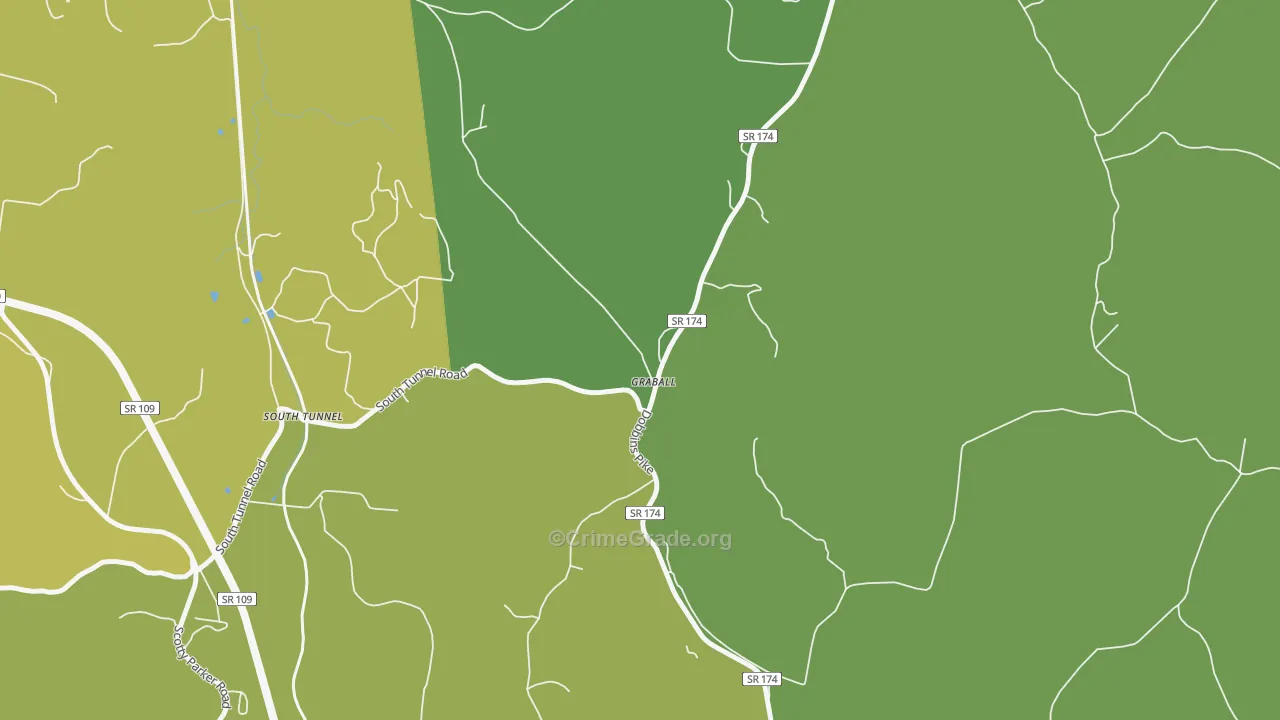 Graball, TN Map of Vehicle Theft Rates