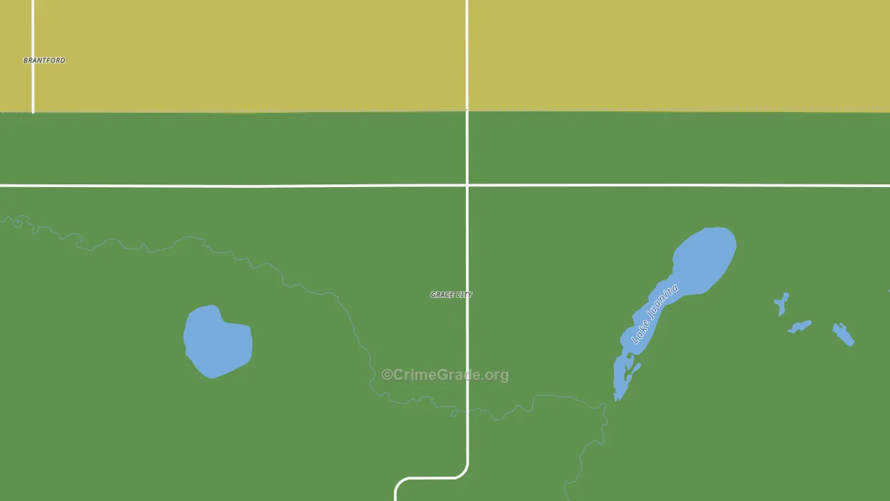 Grace City, ND Map of Vehicle Theft Rates