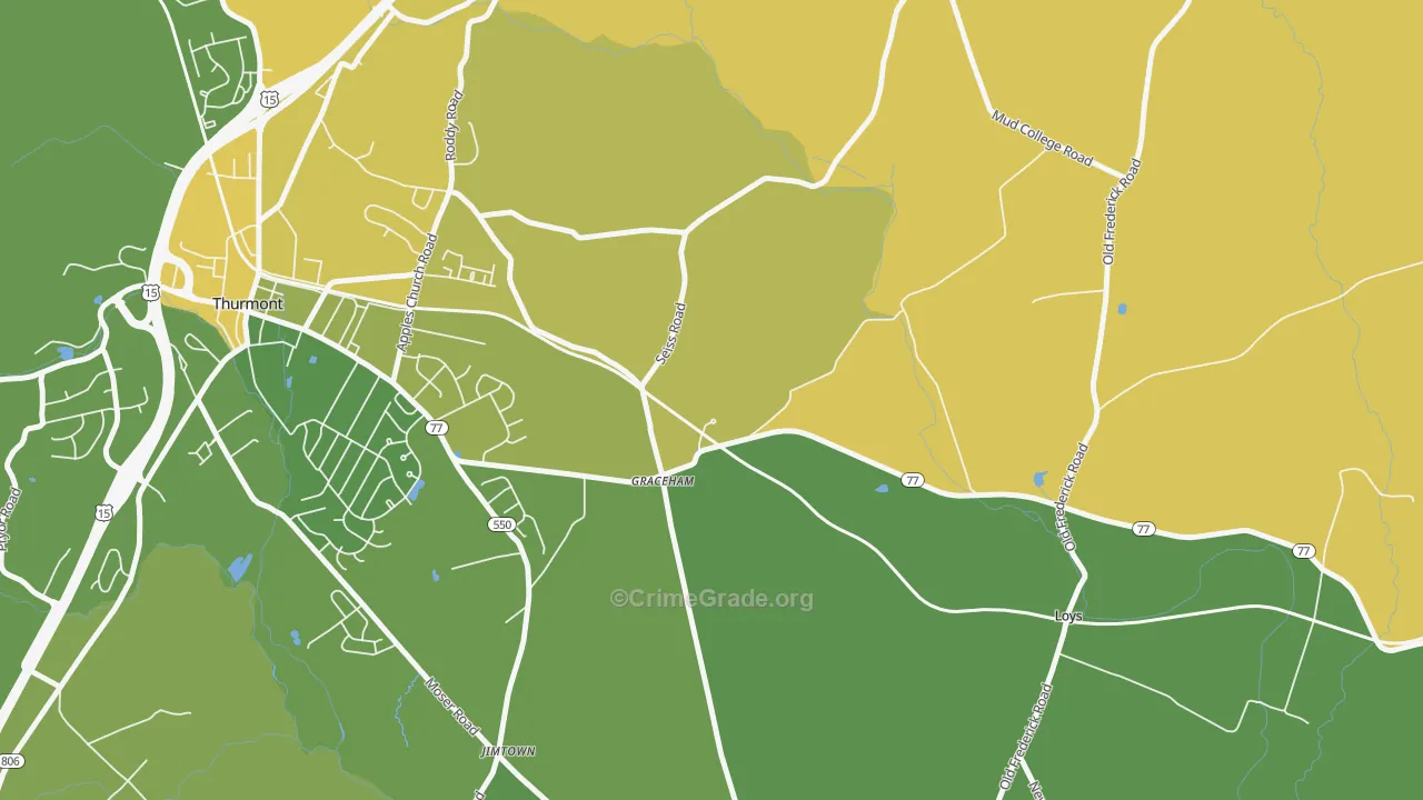 Graceham, MD Map of Vehicle Theft Rates