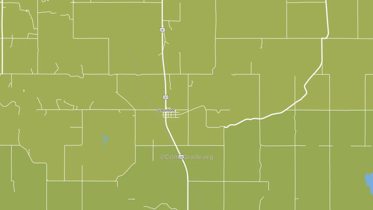 Gracemont, OK Map of Vehicle Theft Rates