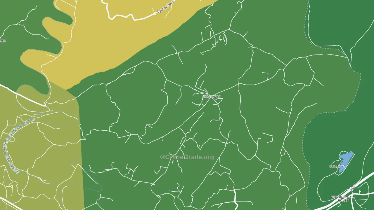 Graceville, PA Map of Vehicle Theft Rates
