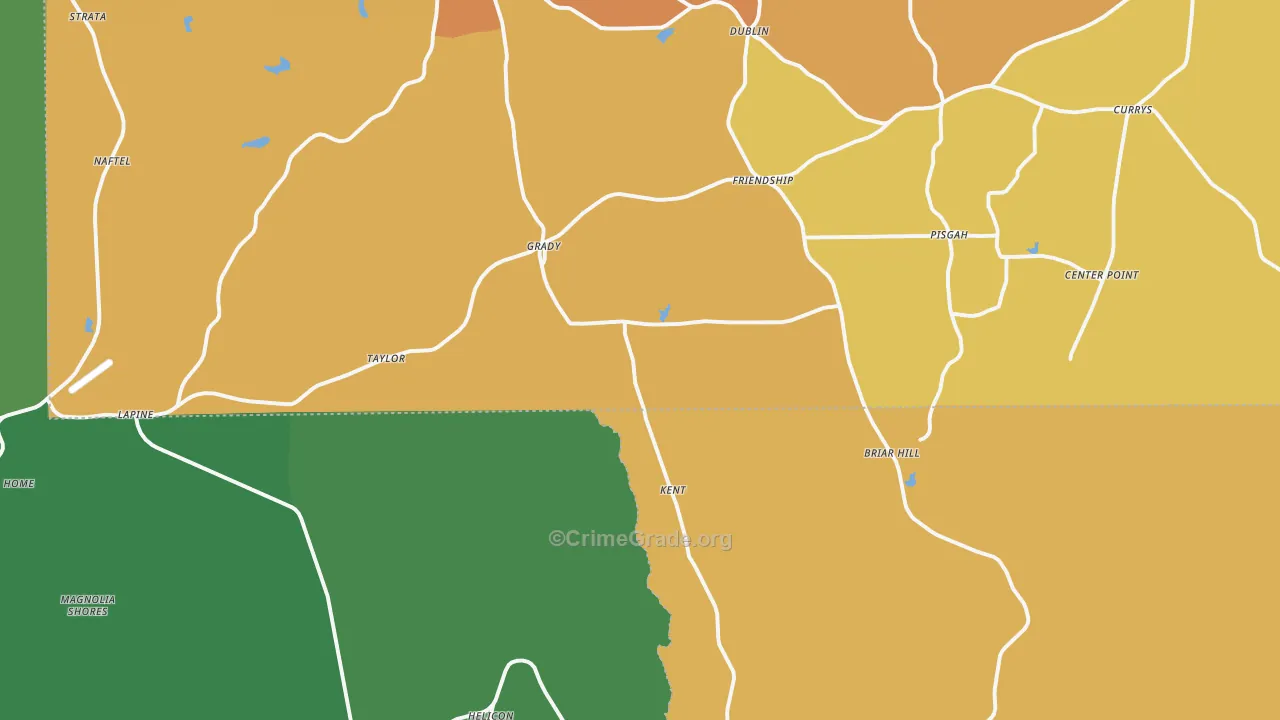 Grady, AL Map of Vehicle Theft Rates