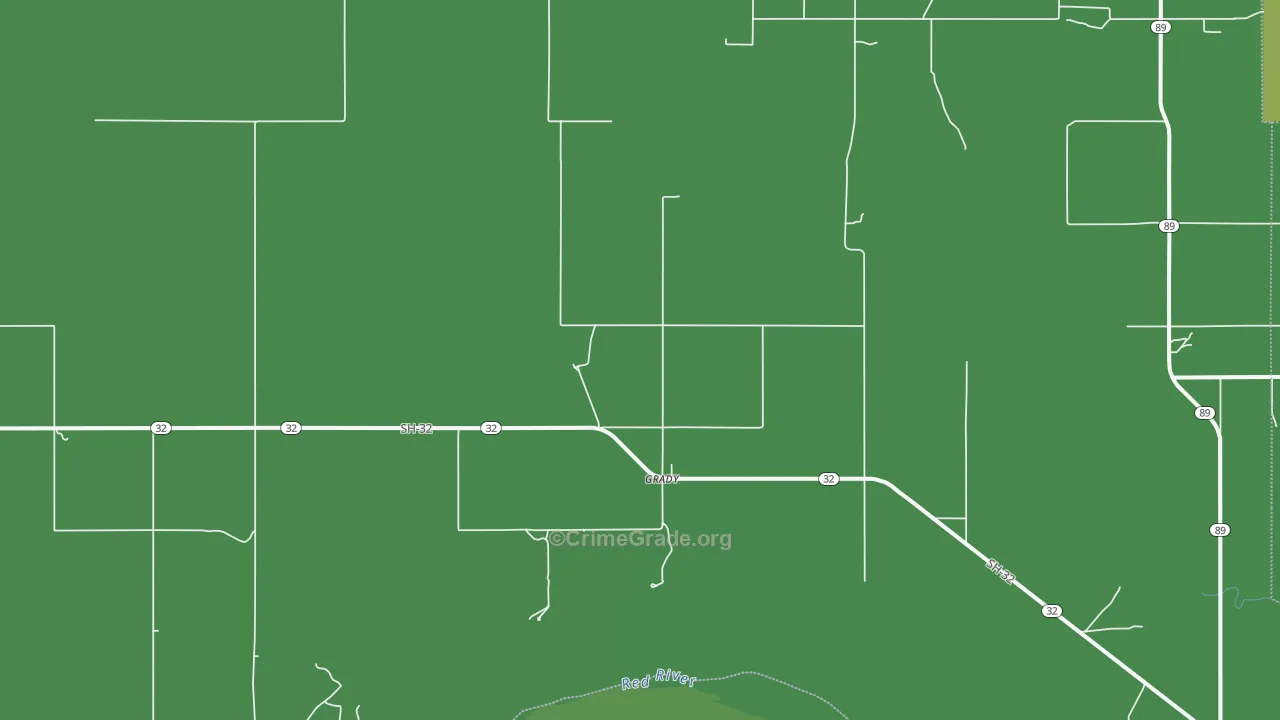 Grady, OK Map of Vehicle Theft Rates