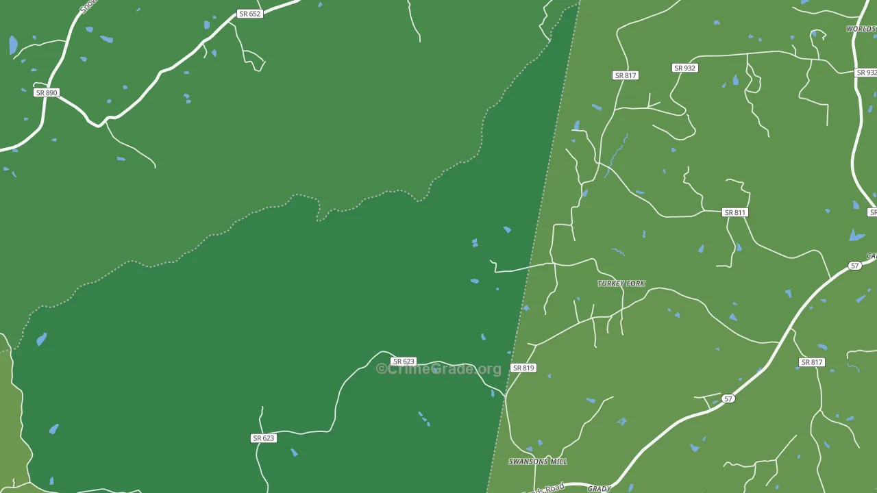 Grady, VA Map of Vehicle Theft Rates