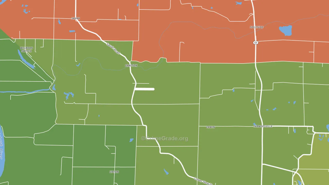 Grafton, IN Map of Vehicle Theft Rates