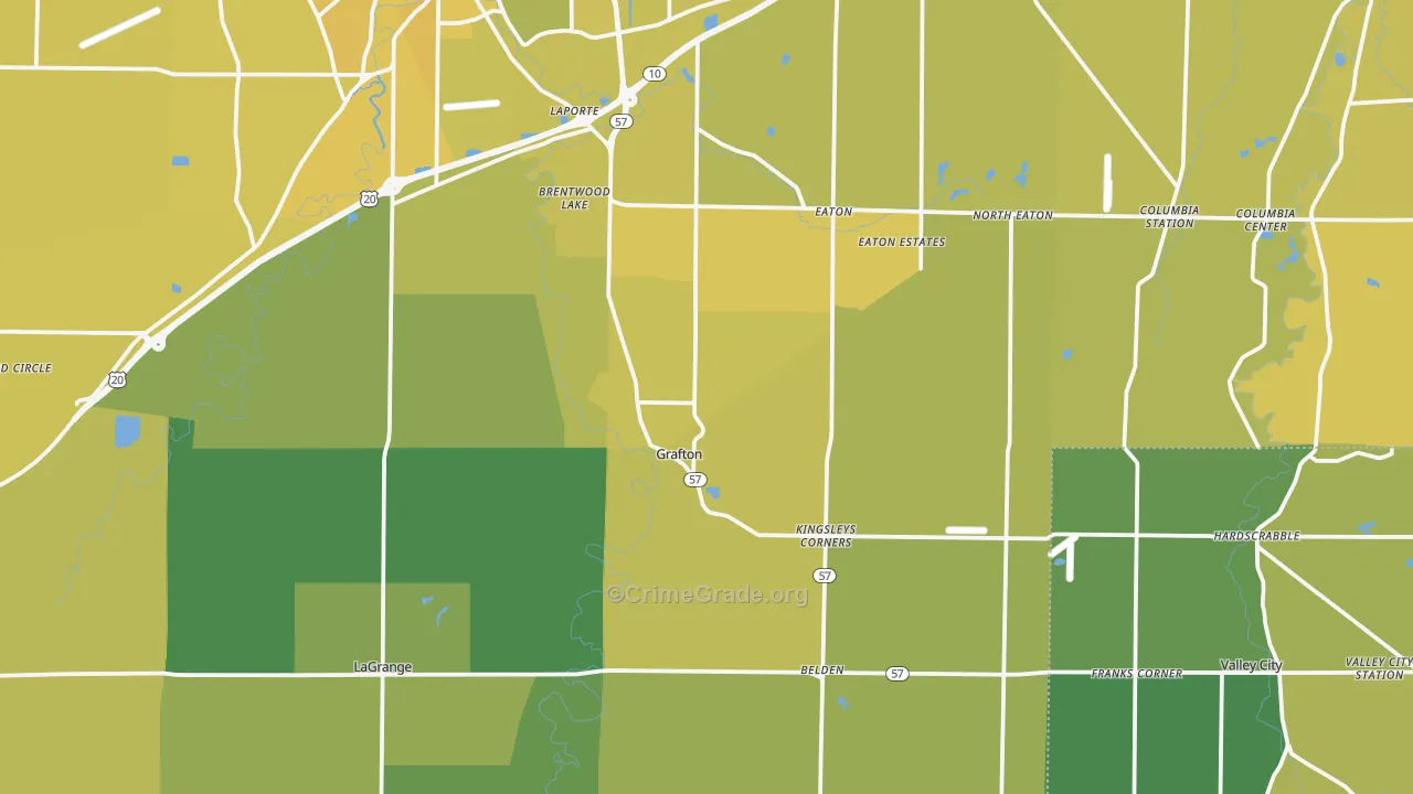 Grafton, OH Map of Vehicle Theft Rates