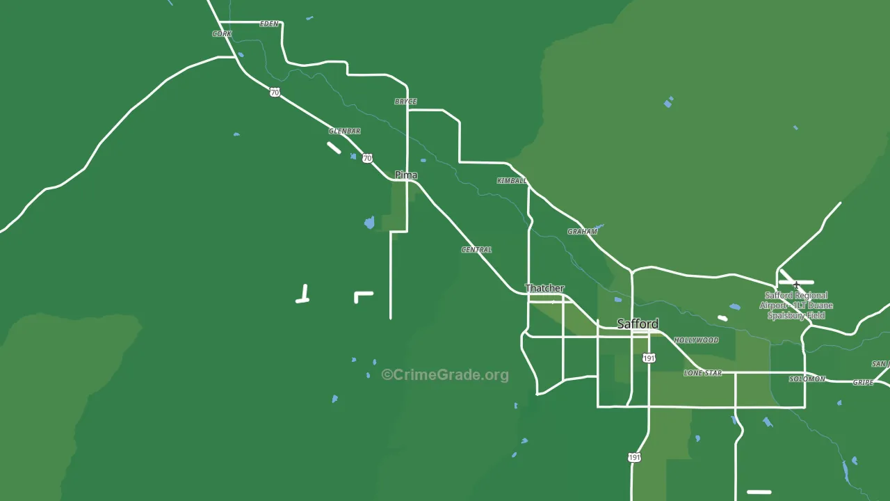 Graham County, AZ Map of Vehicle Theft Rates