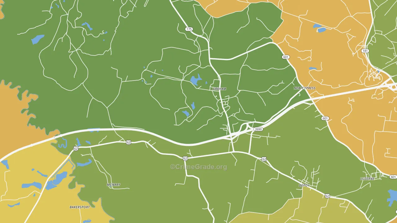 Graham, KY Map of Vehicle Theft Rates